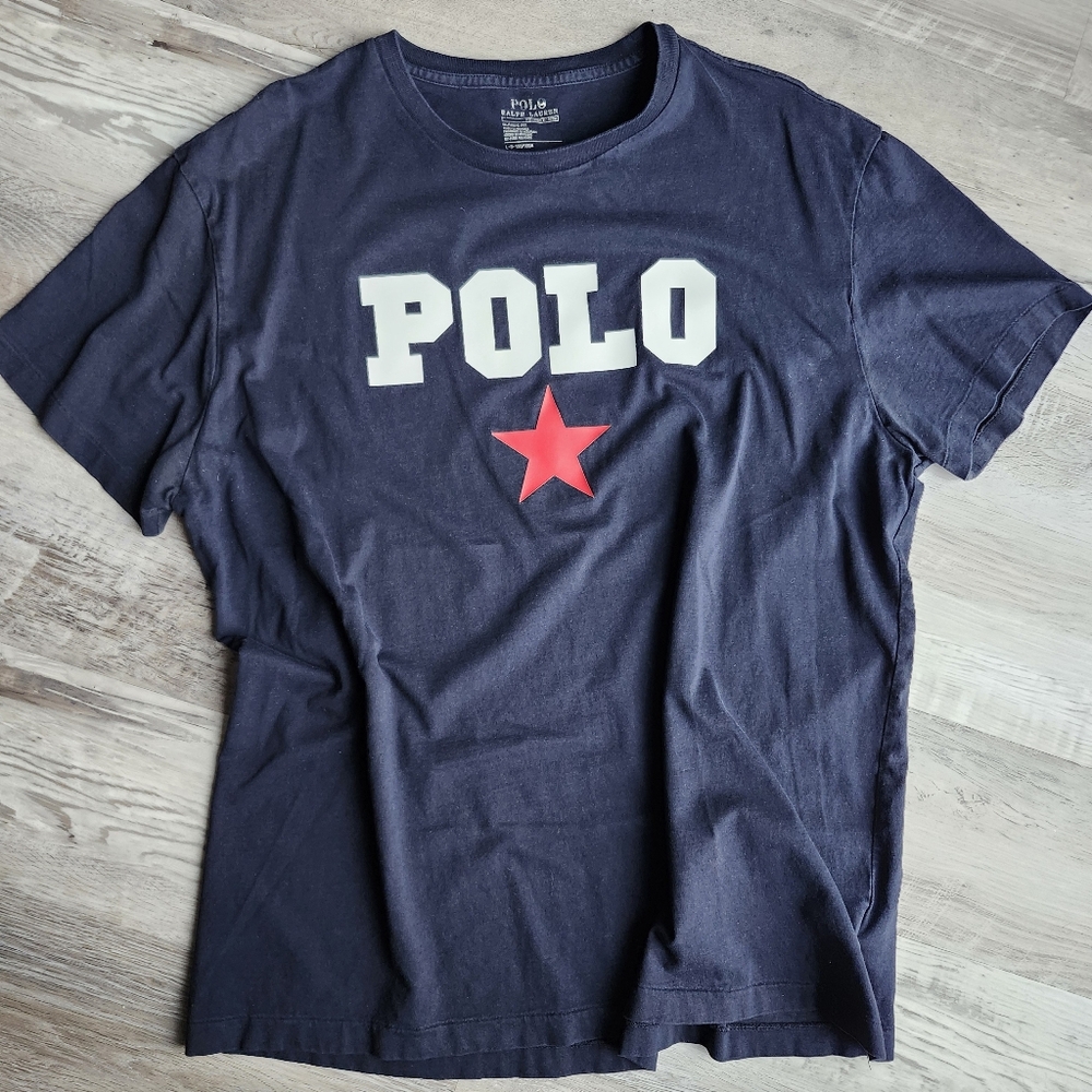 Polo Ralph Lauren Classic Fit Performance T Shirt Mens Large Navy Red Logo